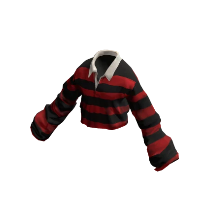 MARCHÉE - Black Red Oversized-Sleeve Striped Polo