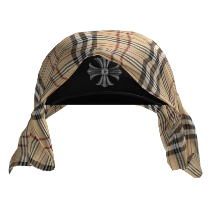 Black Chrome Fitted Cap w Burberry Plaid Headscarf