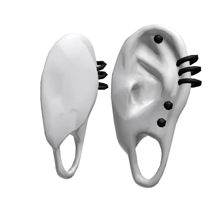 emo stretched human ears in white with piercings