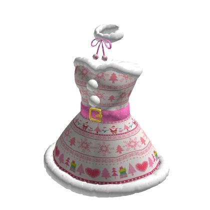 ✨ Christmas Fluffy Snowman Snowflake Dress Pink