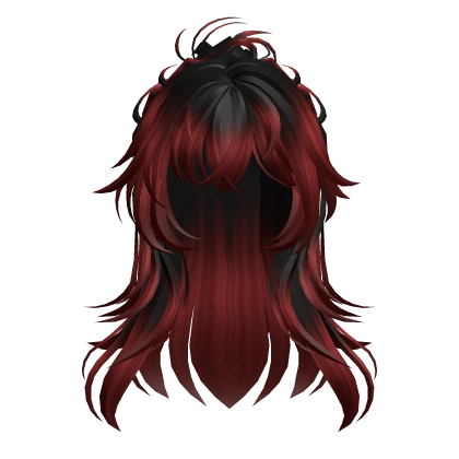 Red&Black Anime Half-Up Hair