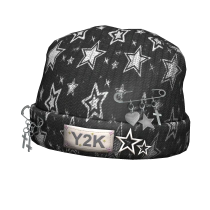 y2k punk igari beanie cap black stars