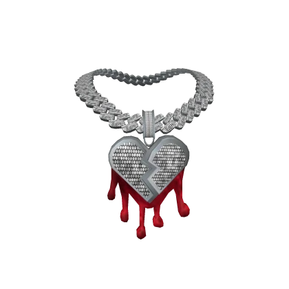 3.0 broken heart chain silver iced out blood drops
