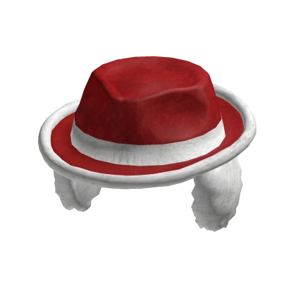Red Christmas Fedora with White Fluffy Earmuffs 🎅