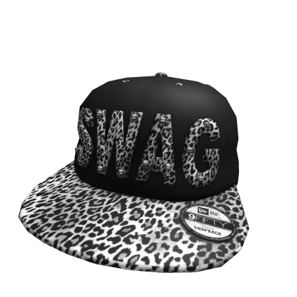 2000s white cheetah print SWAG snapback