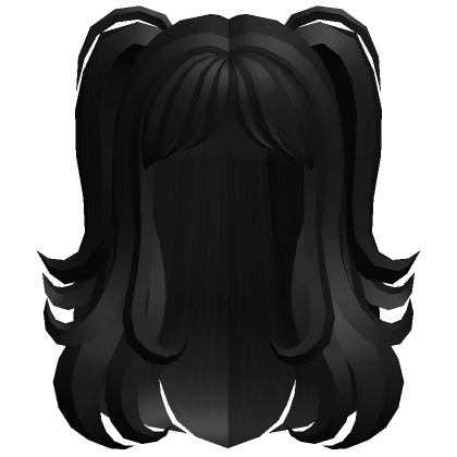 Black Fluffy Anime Hair with Pigtails