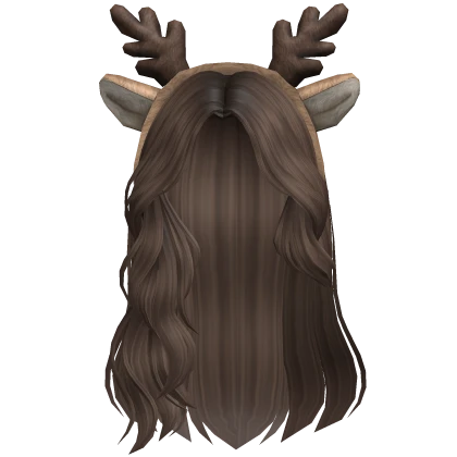 Snow Swept Wavy hair w/ Deer Antlers (brown)