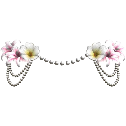 Pink Lily Hibiscus Flower Waist Pearl Chain