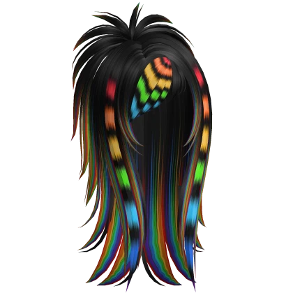 Messy Scene Ponytail Hair in Rainbow