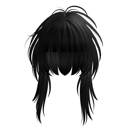 Shaggy Messy Emo Wolfcut in Black