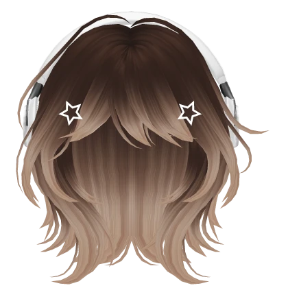 Mocha Short Wolf Cut Hair with Headphones