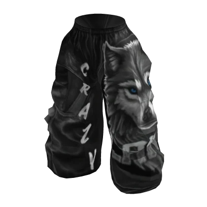 Black Wide Baggy Pants | Street Outfit | Wolf