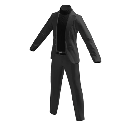 Grey Suit w/ Black Turtleneck (Open)