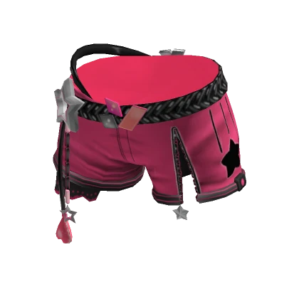 Punk Shorts w/ Stars & Hearts Charms HotPink