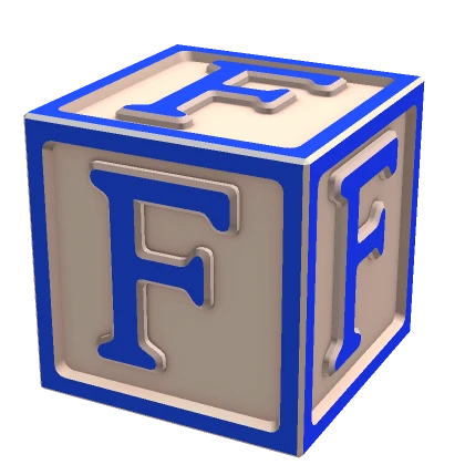 F Alphabet Block Letter in Blue