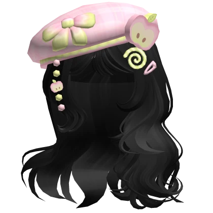 ♡ Igari Pink Apple Girl w/ Charmed Beret (Black)