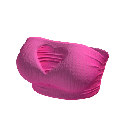 Valentine Knit Heart Tube Top Cutout in Hot Pink