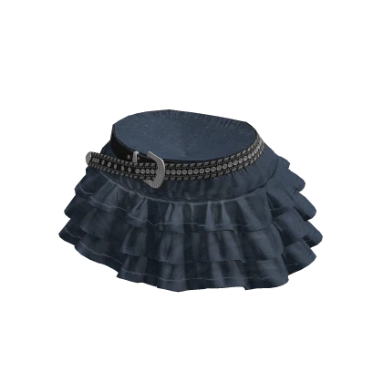 Denim Y2K Ruffled Skirt w/ Belt