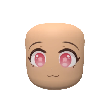 Adorable Anime Face Head - Cute Pink