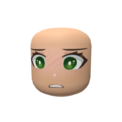 Shocked Anime Face Head - Blush Emerald Green