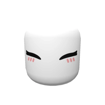 Happy Closed Eyes Anime Head - White