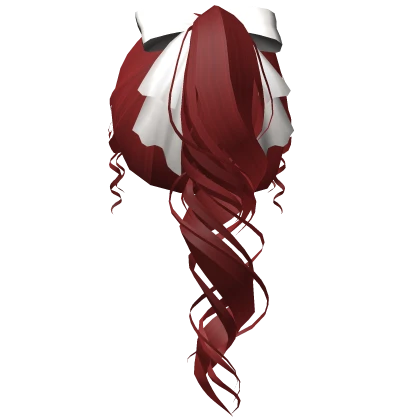 Red Curly Ponytail w/ White Bow