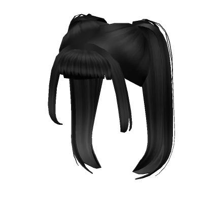 Long Pigtails with Bangs in Black