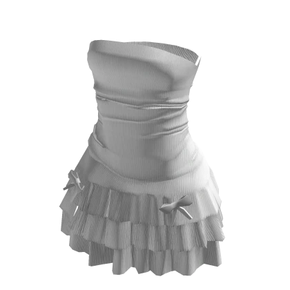 white ruffled dress with bows