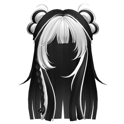Black&White Y2K Long Hime Hair w/ Braids & Buns