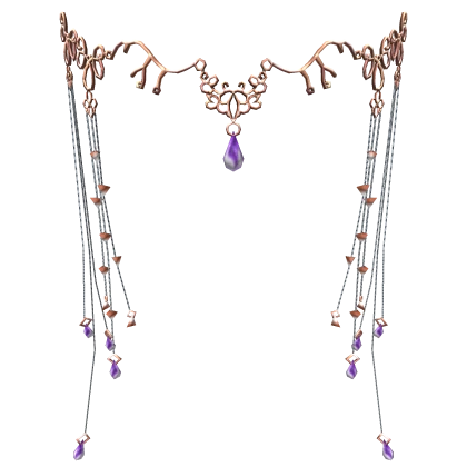 Amethyst Rose Gold Fairy Elf Head Chain Tiara