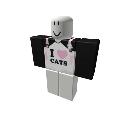 I Love Cats White Black Pink Top