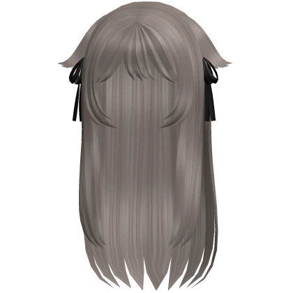 ♡ cutecore long vamp haircut bangs w/ ribbons grey