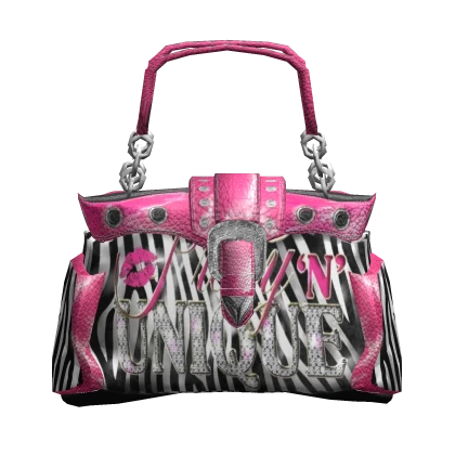 Pink Zebra Rhinestone Belt Mcbling Y2K Bag 2000s