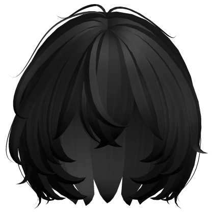 Fluffy Short Wolf Cut Hair - Messy Black