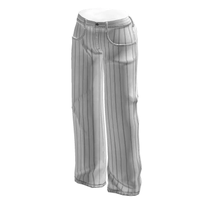 White Straight Pinstripe Jeans