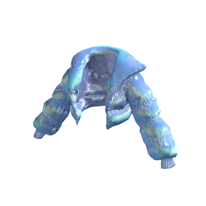 BB Blue Holographic Shiny Puffer Coat
