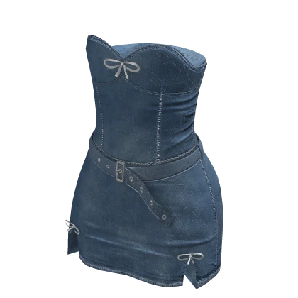 ʚ y2k denim bow dress w belt 