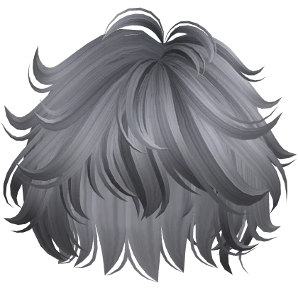Messy Fluffy Anime Boy Hair (Grey)