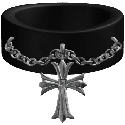 [3.0/Blush] Black Cross Chain Choker