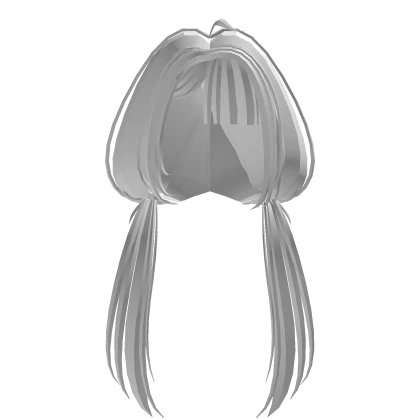 ୨ৎ: cutesy moe low pigtails cowlick hair in white