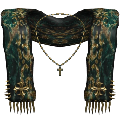 Gold Luxury Vintage Ratty Worn Scarf w/ Rosary