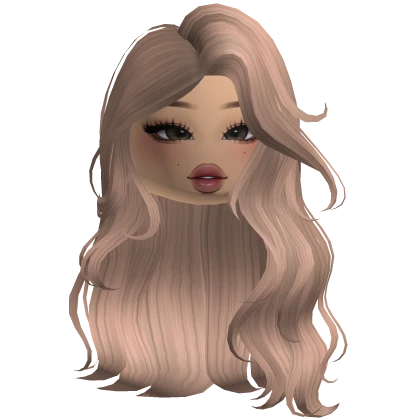 Loose Long Wavy Milktea Hair With Cute Makeup