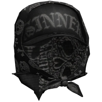 Grunge Skull Headscarf w Sinner Cross Hat Black