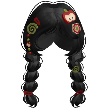 ♡ igari mori kei red apple twin braids (black)