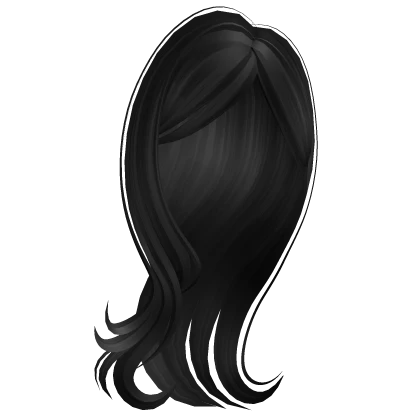 ♡ Long Sideparted Wispy Girly Hair (Black)