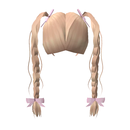 Soft Preppy Kawaii Braids with Pink Bows (Blonde)