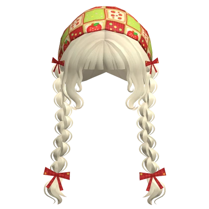 ♡ pastel blonde braided pigtails + igari headscarf