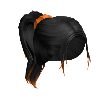 Aesthetic Black Ponytail with Orange Ombre