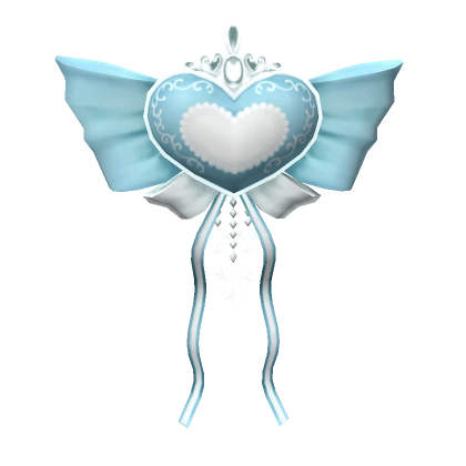 Realistic HD Blue Heart Hair Bow with Ribbons