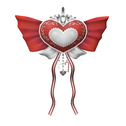 HD Realistic Red  Heart Hair Bow with Ribbons